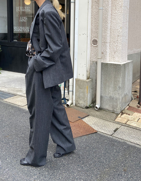 FUMIKA_UCHIDA/HERRINGBONE BELTED WIDE 2TUCK PANTS(GREY)