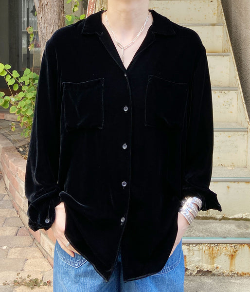 nowos/VELOUR SHIRT(BLACK)