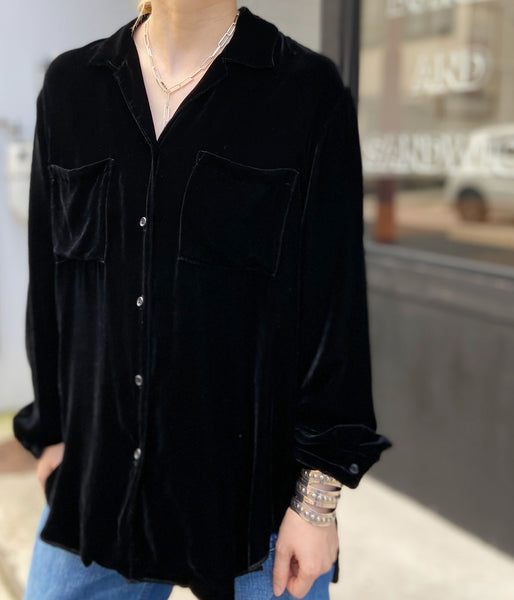 nowos/VELOUR SHIRT(BLACK)