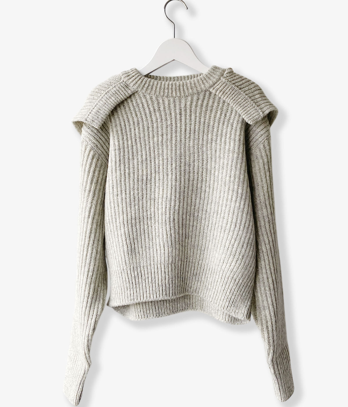 FUMIKA_UCHIDA/SHETLAND RIB STITCH HOODED PULLOVER(TOP GREY)