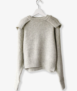 FUMIKA_UCHIDA/SHETLAND RIB STITCH HOODED PULLOVER(TOP GREY)