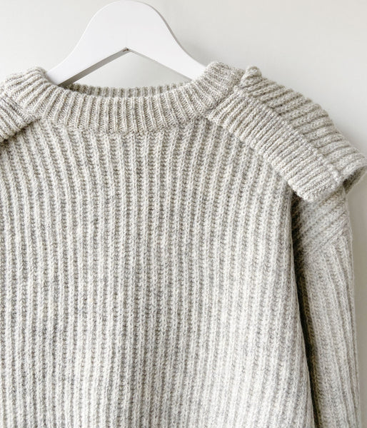 FUMIKA_UCHIDA/SHETLAND RIB STITCH HOODED PULLOVER(TOP GREY)
