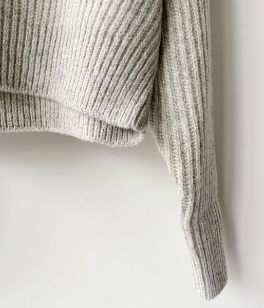 FUMIKA_UCHIDA/SHETLAND RIB STITCH HOODED PULLOVER(TOP GREY)