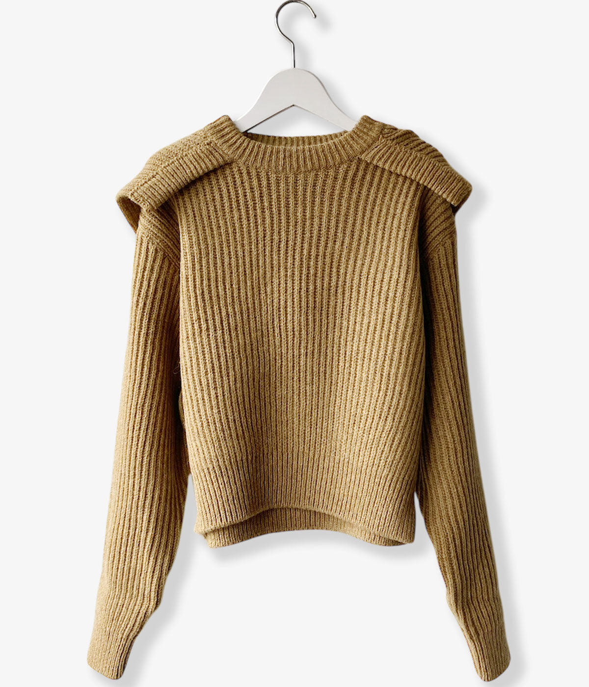 FUMIKA_UCHIDA/SHETLAND RIB STITCH HOODED PULLOVER(TOP BROWN)