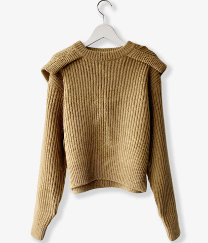 FUMIKA_UCHIDA/SHETLAND RIB STITCH HOODED PULLOVER(TOP BROWN)