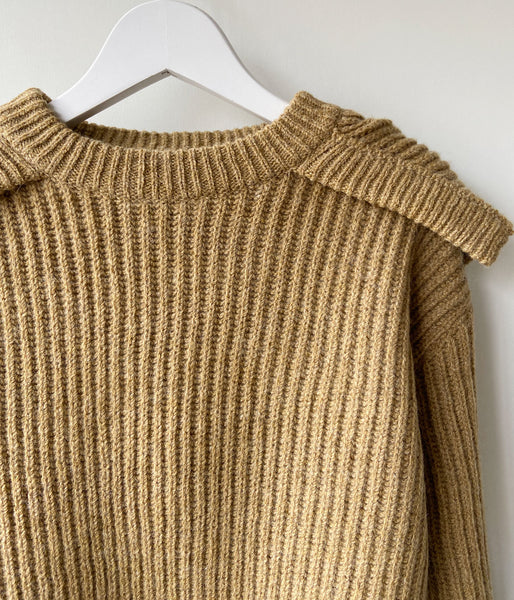 FUMIKA_UCHIDA/SHETLAND RIB STITCH HOODED PULLOVER(TOP BROWN)