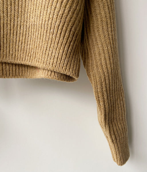 FUMIKA_UCHIDA/SHETLAND RIB STITCH HOODED PULLOVER(TOP BROWN)