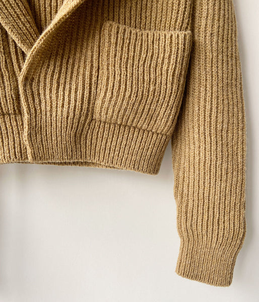 FUMIKA_UCHIDA/SHETLAND RIB STITCH HOODED CARDIGAN(TOP BROWN)