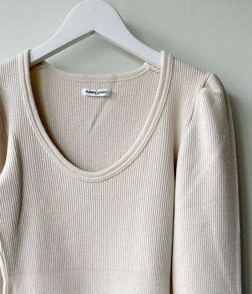 FUMIKA_UCHIDA/RIB STITCH U-NECK UNDERWEAR(IVORY)