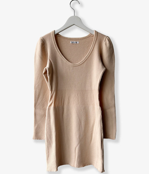 FUMIKA_UCHIDA/RIB STITCH U-NECK UNDERWEAR(PINKBEIGE)