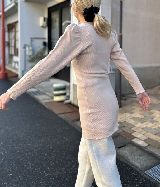 FUMIKA_UCHIDA/RIB STITCH U-NECK UNDERWEAR(PINKBEIGE)