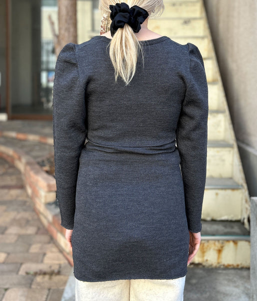 FUMIKA_UCHIDA/RIB STITCH U-NECK UNDERWEAR(TOP CHARCOAL)