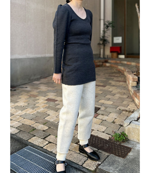 FUMIKA_UCHIDA/RIB STITCH U-NECK UNDERWEAR(TOP CHARCOAL)