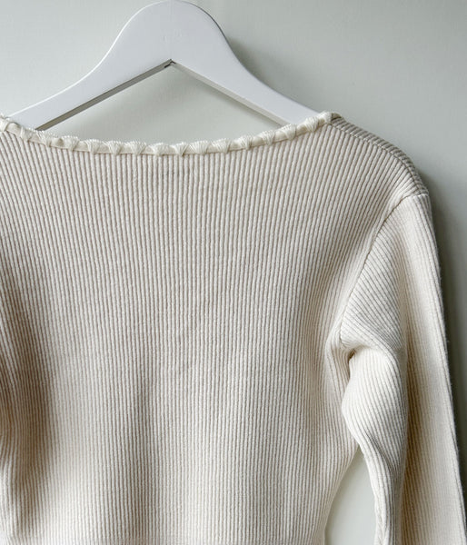 FUMIKA_UCHIDA/RIB STITCH HENLEY-NECK UNDERWEAR(IVORY)