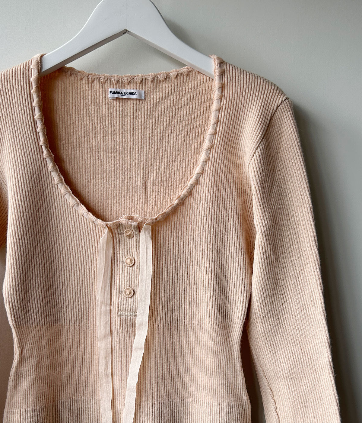 FUMIKA_UCHIDA/RIB STITCH HENLEY-NECK UNDERWEAR(PINKBEIGE)