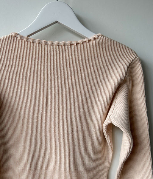 FUMIKA_UCHIDA/RIB STITCH HENLEY-NECK UNDERWEAR(PINKBEIGE)