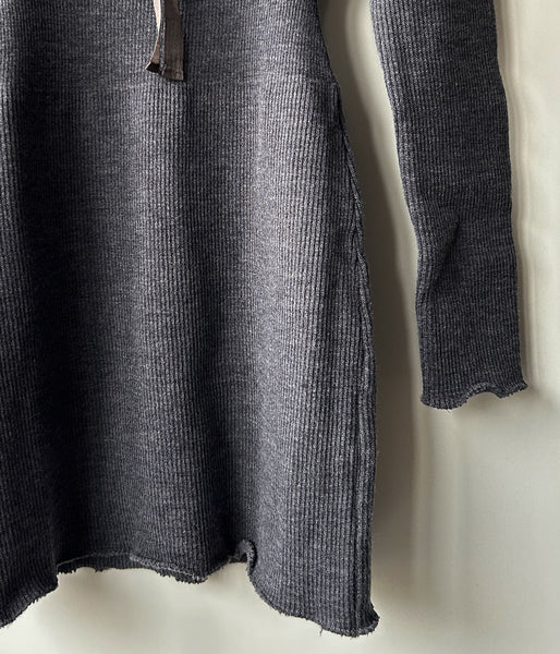 FUMIKA_UCHIDA/RIB STITCH HENLEY-NECK UNDERWEAR(TOP CHARCOAL)