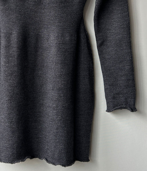 FUMIKA_UCHIDA/RIB STITCH HENLEY-NECK UNDERWEAR(TOP CHARCOAL)