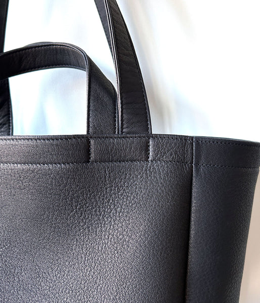 Aeta/DEER LEATHER DOUBLE HANDLE TOTE M(BLACK)