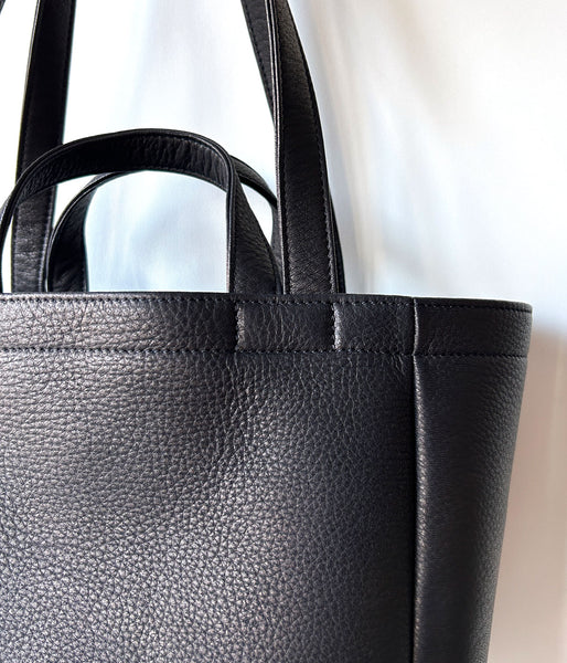 Aeta/DEER LEATHER DOUBLE HANDLE TOTE S(BLACK)