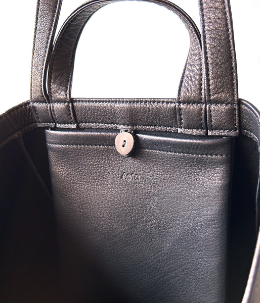 Aeta/DEER LEATHER DOUBLE HANDLE TOTE S(BLACK)