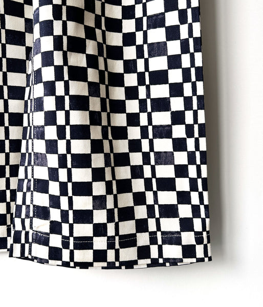 PHEENY/CHECKERED HIGH WAIST WIDE PANTS(NAVY)