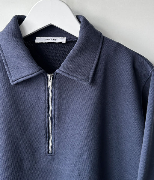 PHEENY/ATHLEISURE HALF-ZIP COLLARED PULLOVER(NAVY)