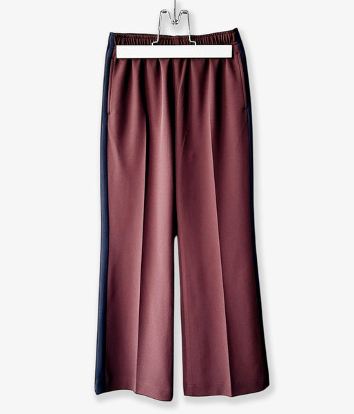 PHEENY/GEORGETTE KERSEY SIDE-STRIPE FLARE PANTS(BURGUNDY)