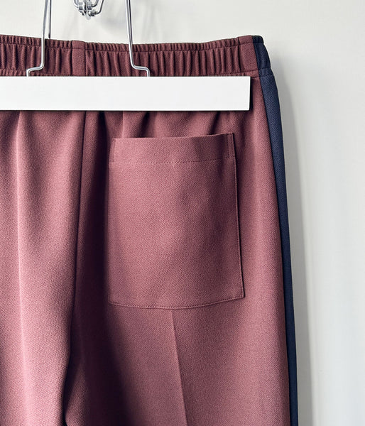 PHEENY/GEORGETTE KERSEY SIDE-STRIPE FLARE PANTS(BURGUNDY)