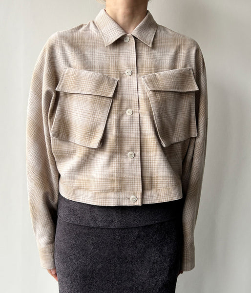 PHEENY/NEP YARN CHECK UTILITY SHIRT(BEIGE)