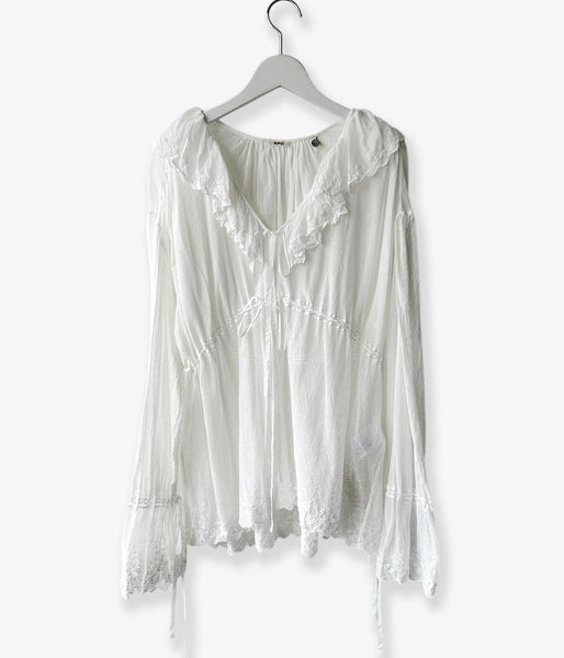 nowos/TULE LACE BLOUSE(WHITE)