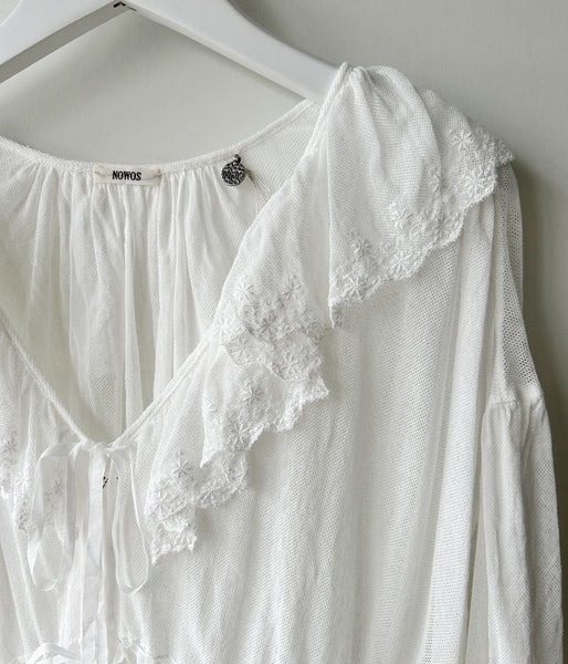 nowos/TULE LACE BLOUSE(WHITE)