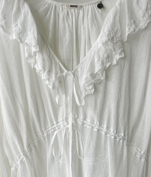 nowos/TULE LACE BLOUSE(WHITE)