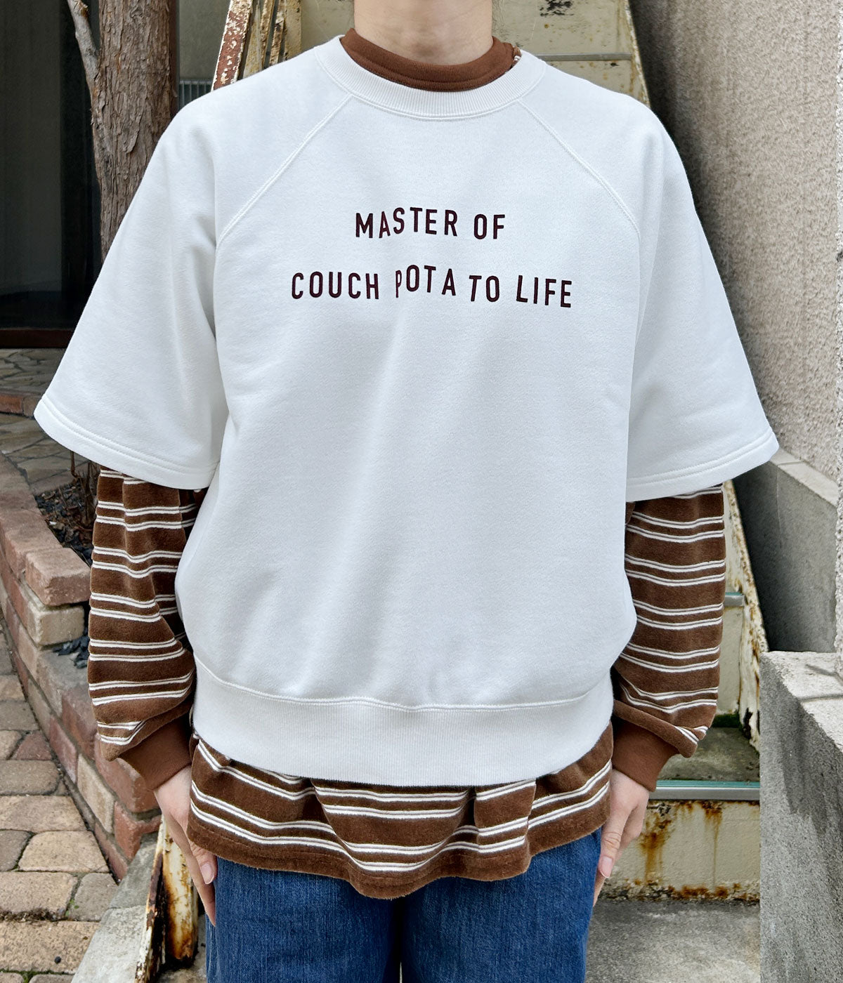 PHEENY/FLOCKED ATHLEISURE S/S SWEATSHIRT(WHITE) PHEENY/FLOCKED ATHLEISURE S/S SWEATSHIRT(WHITE)