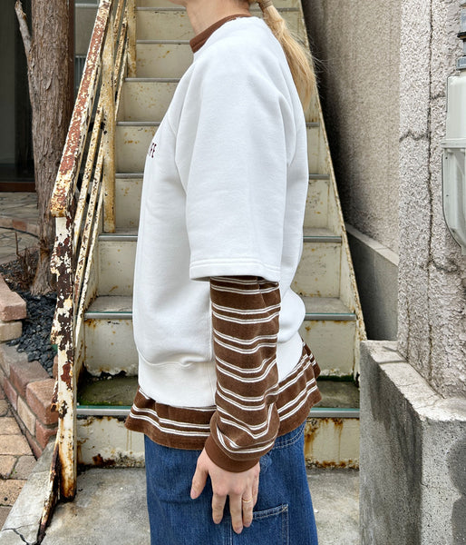 PHEENY/FLOCKED ATHLEISURE S/S SWEATSHIRT(WHITE)