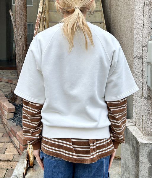 PHEENY/FLOCKED ATHLEISURE S/S SWEATSHIRT(WHITE)