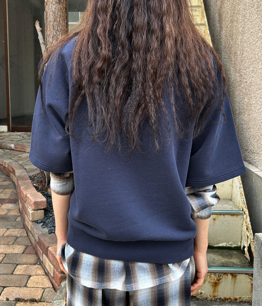 PHEENY/FLOCKED ATHLEISURE S/S SWEATSHIRT(NAVY)