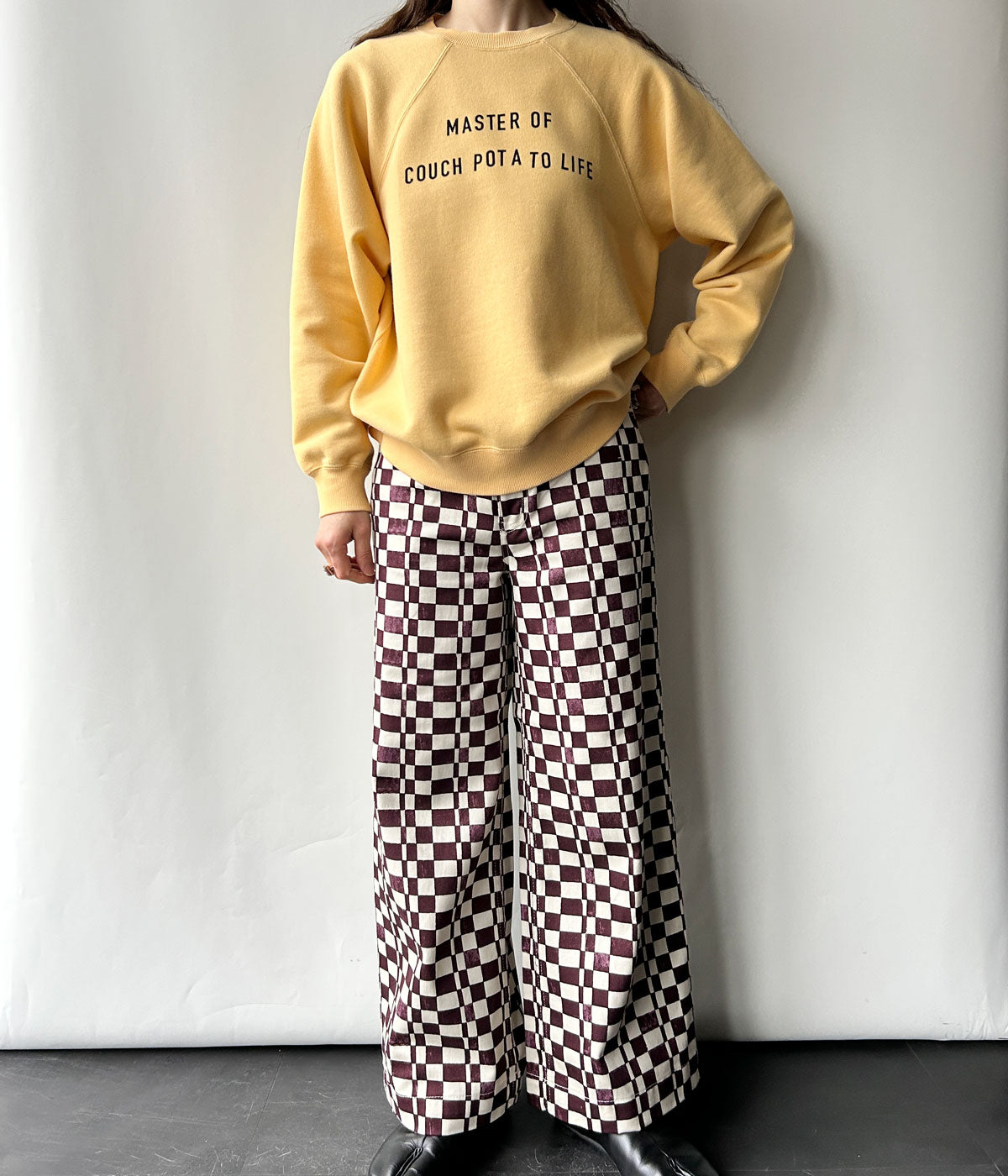 PHEENY/FLOCKED ATHLEISURE SWEATSHIRT(YELLOW)