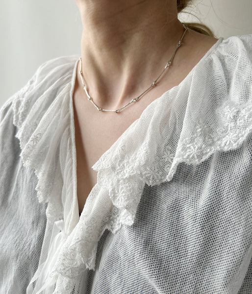 R.ALAGAN/THIN FIBULA CHAIN NECKLACE(SILVER)