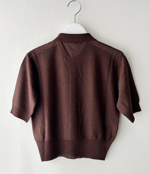 FUMIKA_UCHIDA/KNITTED POLO CARDIGAN(BROWN)