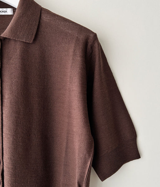 FUMIKA_UCHIDA/KNITTED POLO CARDIGAN(BROWN)