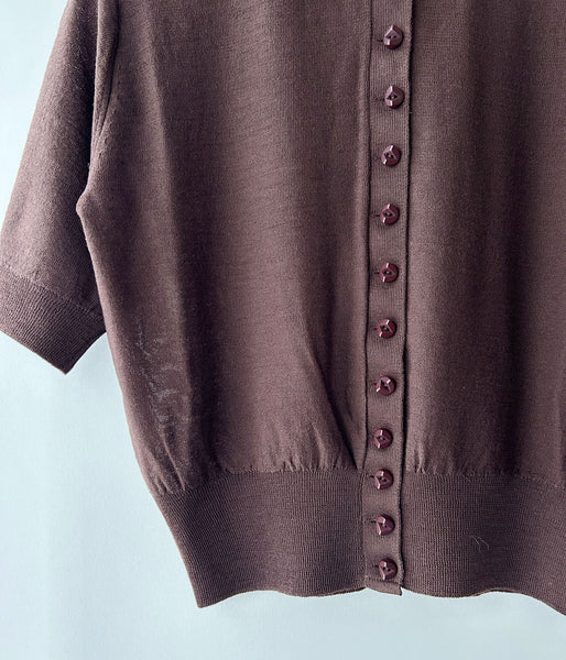 FUMIKA_UCHIDA/KNITTED POLO CARDIGAN(BROWN)