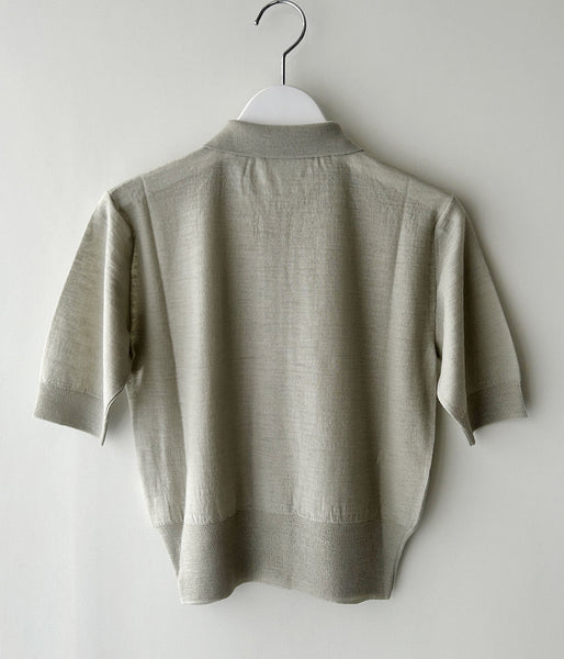 FUMIKA_UCHIDA/KNITTED POLO CARDIGAN(SAGEGREY)