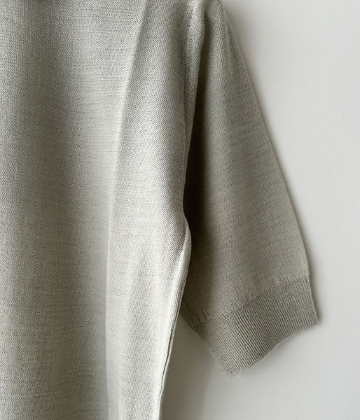 FUMIKA_UCHIDA/KNITTED POLO CARDIGAN(SAGEGREY)