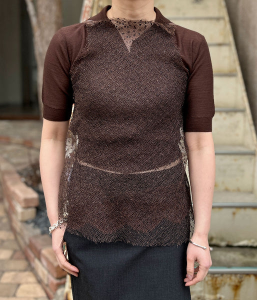 FUMIKA_UCHIDA/DOTS EMB.TULLE BIB TOP(COPPER)