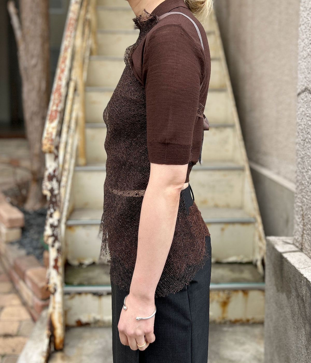 FUMIKA_UCHIDA/DOTS EMB.TULLE BIB TOP(COPPER)