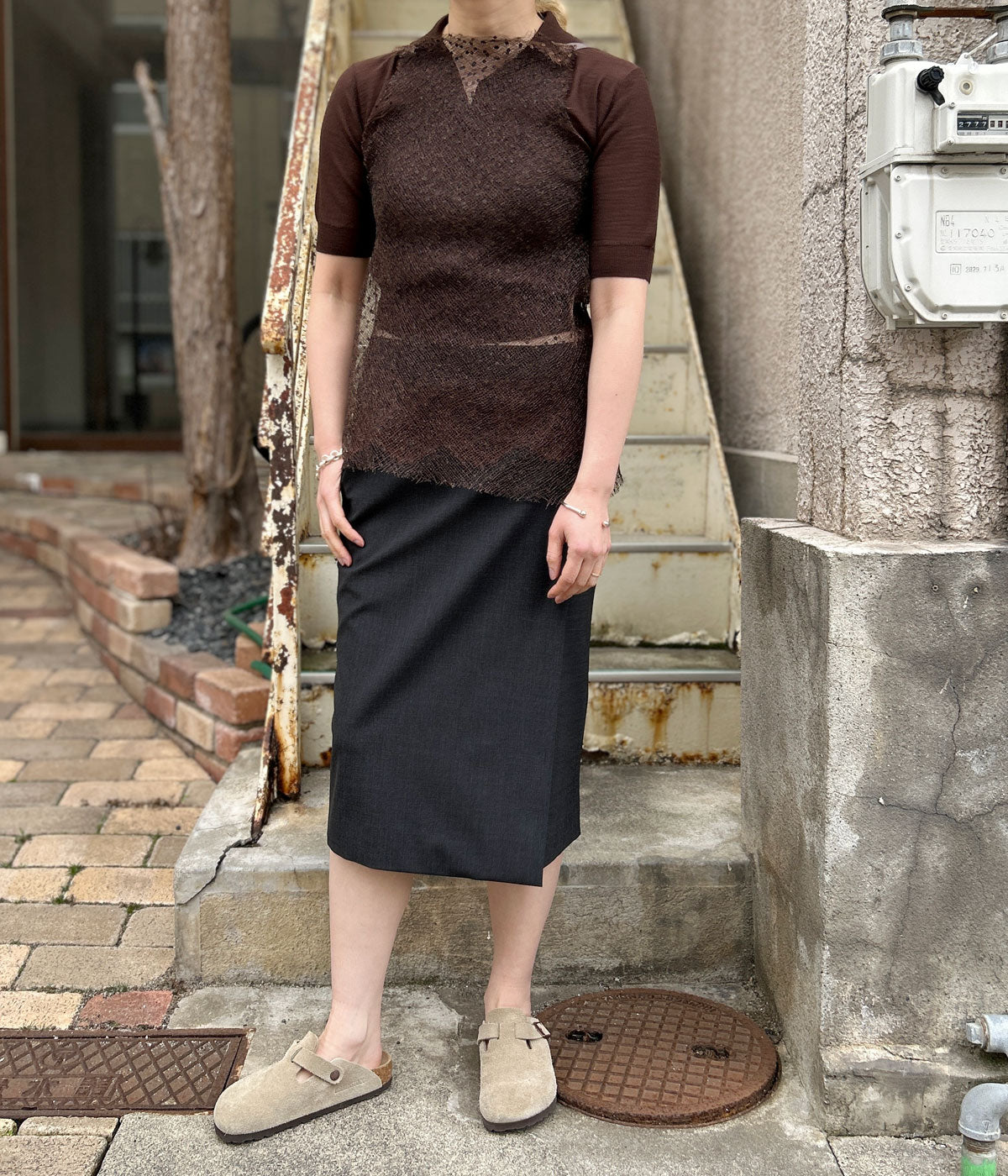 FUMIKA_UCHIDA チュールトップス FUMIKA_UCHIDA/DOTS EMB.TULLE BIB TOP(COPPER)