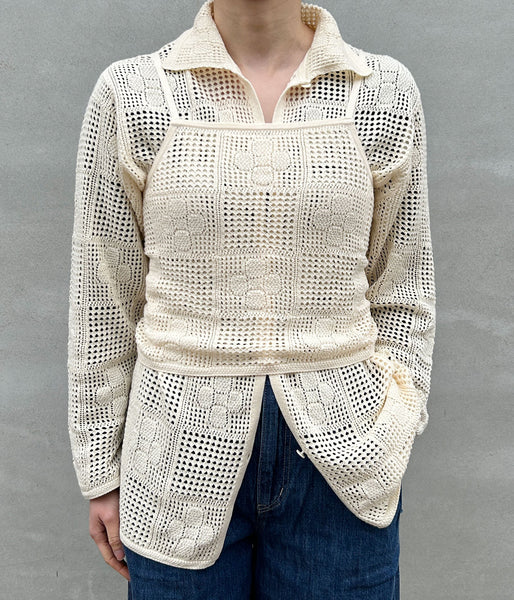 PHEENY/COTTON LACE STITCH CARDIGAN(IVORY)