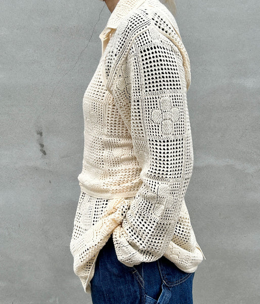 PHEENY/COTTON LACE STITCH CARDIGAN(IVORY)
