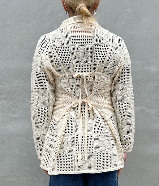 PHEENY/COTTON LACE STITCH CARDIGAN(IVORY)